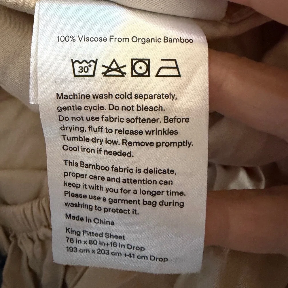 Quince Organic Bamboo King Fitted Sheet Sand Minimalist Cooling Luxury NWOT